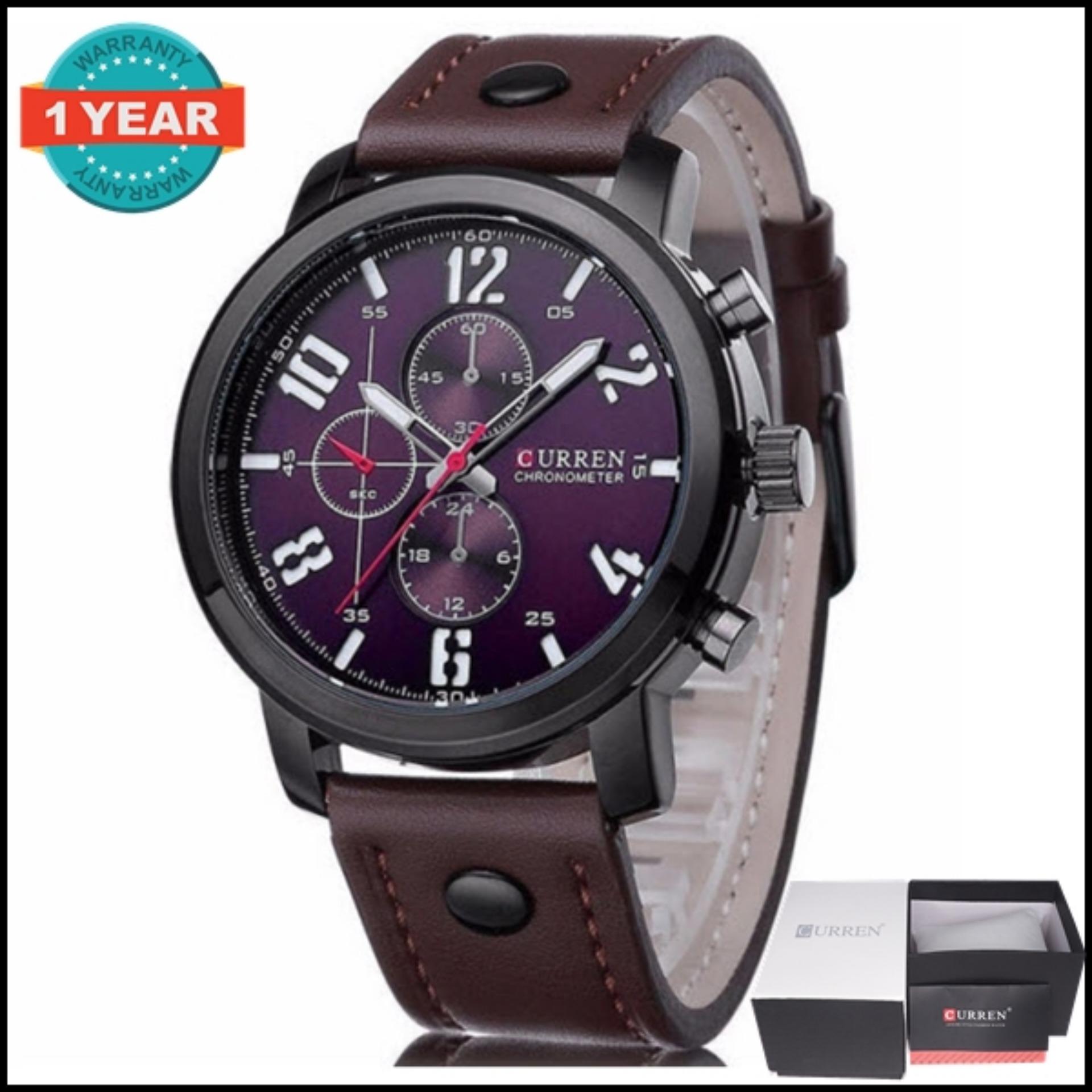 Curren นาฬิกาข้อมือผู้ชาย สีดำ สายหนัง รุ่น C8192พร้อมกล่องนาฬิกา CURREN (Clearance Sale ราคาลดสุดๆ)