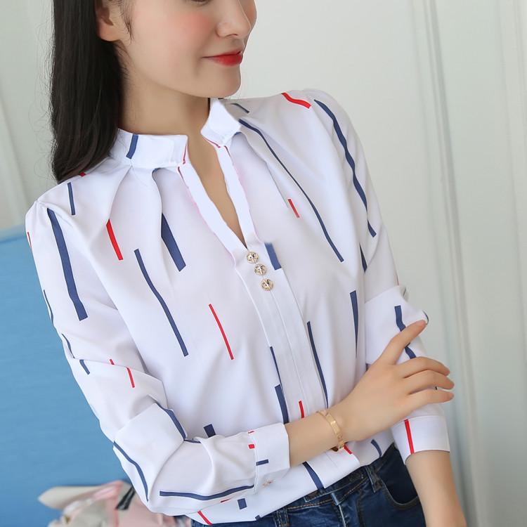 เสื้อเชิ้ตลายขวางหญิง 2017 เสื้อผ้าแฟชั่น ฤดูใบไม้ร่วงใหม่เสื้อผ้าหญิงสไตล์เกาหลีเสื้อรองในเข้าได้หลายชุดสลิมเสื้อเชิ้ตแขนยาวเสื้อ