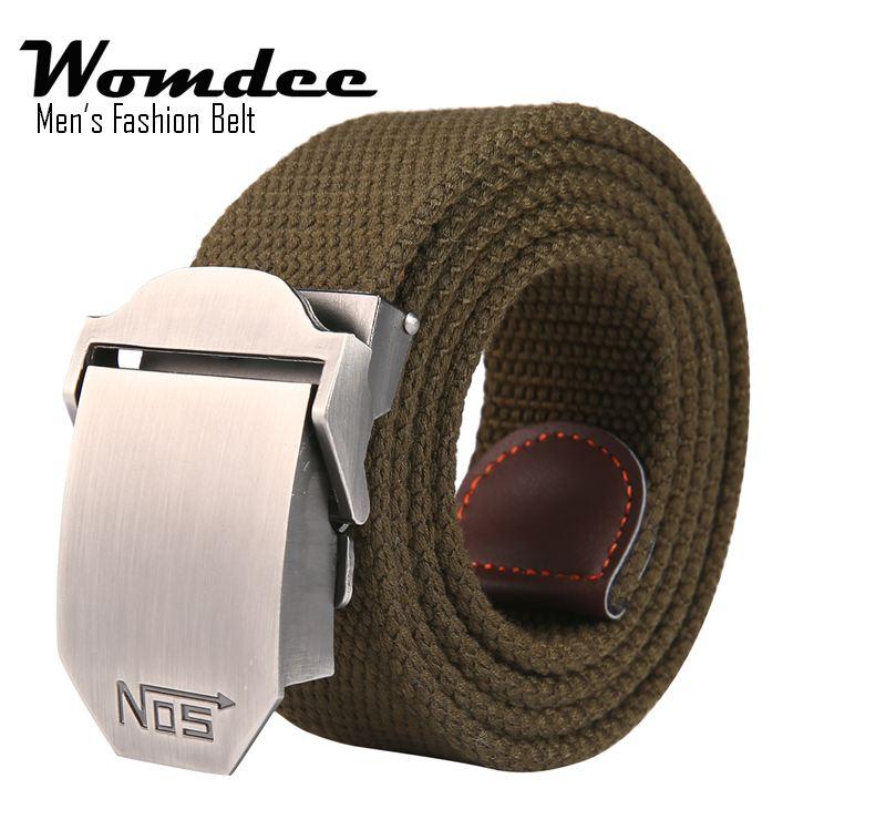 Womdee ชายผ้าใบยาวพิเศษเว็บเข็มขัด - หัวเข็มขัดอัตโนมัติ - สไตล์ทหาร - นานาชาติ