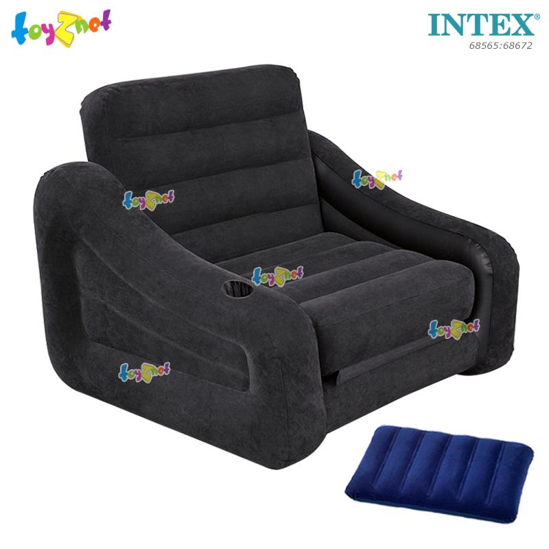 Intex ส่งฟรี โซฟาเป่าลม เก้าอี้เป่าลม ปรับเป็นเตียงนอนได้ เตียงเดี่ยว พูล-เอ๊าท์ 1.09x2.18x0.66 ม. สีดำ รุ่น 68565 + หมอนเป่าลม Intex ส่งฟรี โซฟาเป่าลม เก้าอี้เป่าลม ปรับเป็นเตียงนอนได้ เตียงเดี่ยว พูล-เอ๊าท์ 1.09x2.18x0.66 ม. สีดำ รุ่น 68565 + หมอนเป่าลม