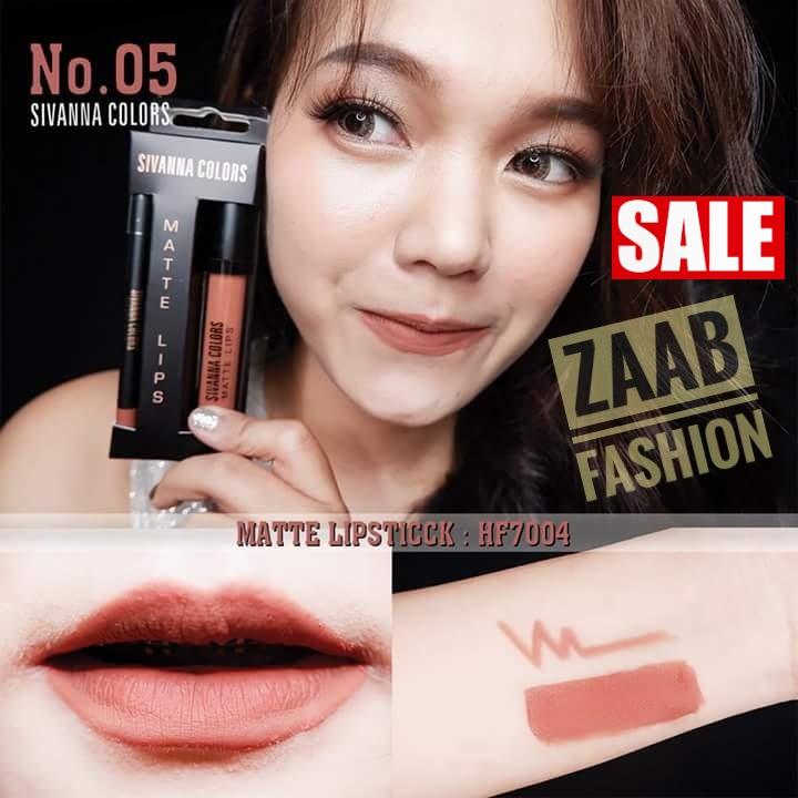 Sivanna lipstick ของแท้ 100% (zaab fashion) MATTE LIPS 7004 สุดคุ้ม 2in1 ปากสวยเป๊ะ กับ 2 ขั้นตอนง่ายๆ ด้วยลิปกลอสเนื้อแมทและดินสอเขียนขอบปาก เนื้อเนียนละเอียด เกลี่ยง่าย แห้งเร็ว กันน้ำ เม็ดสีแน่นชัด ติดทนนานหลายชั่วโมง ริมฝีปากสวยเป๊ะตลอดวัน