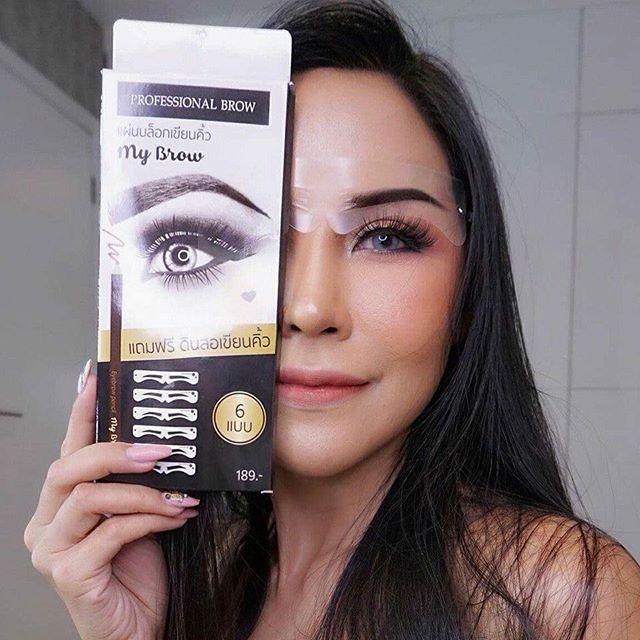MyBrow บล็อกเขียนคิ้ว6ทรง แถมฟรีดินสอเขียนคิ้ว ของแท้100%