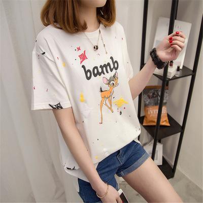 เสื้อยืดแฟชั่นผู้หญิง ผ้าเนื้อหนา ลายกวางน้อยน่ารัก HIGH QUALITY