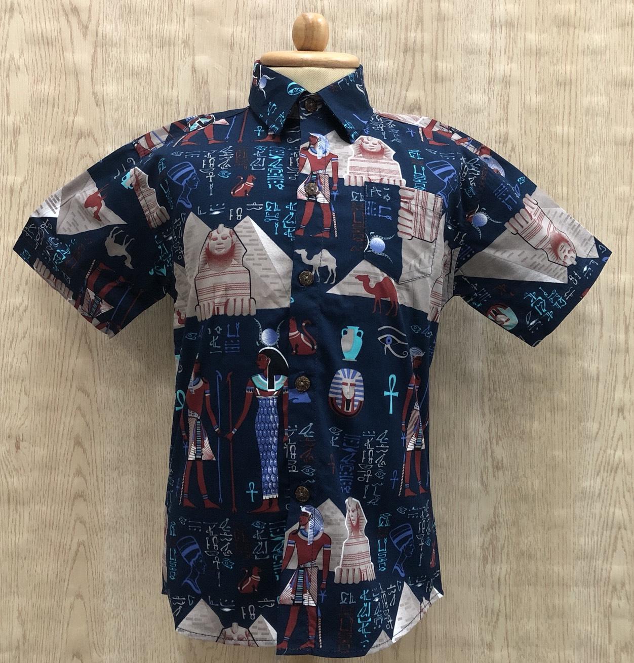 เสื้อเชิ๊ตลายวินเทจเด็กลายฟาโรห์ เสื้อเชิ๊ตเด็ก เสื้อยืดเด็ก