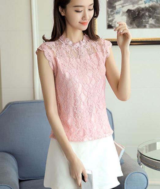 เสื้อลูกไม้ สไตล์เกาหลี สีชมพู ปูนแห้ง น่ารัก หวานแหวว