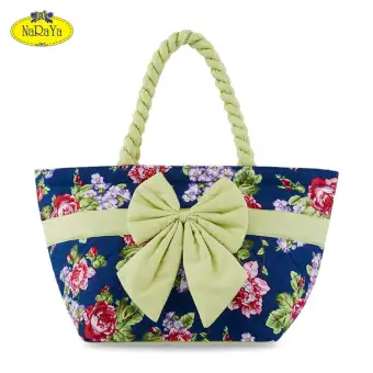 กระเป๋าถือ NaRaYa Rose Printed Trapeze with Ribbon
