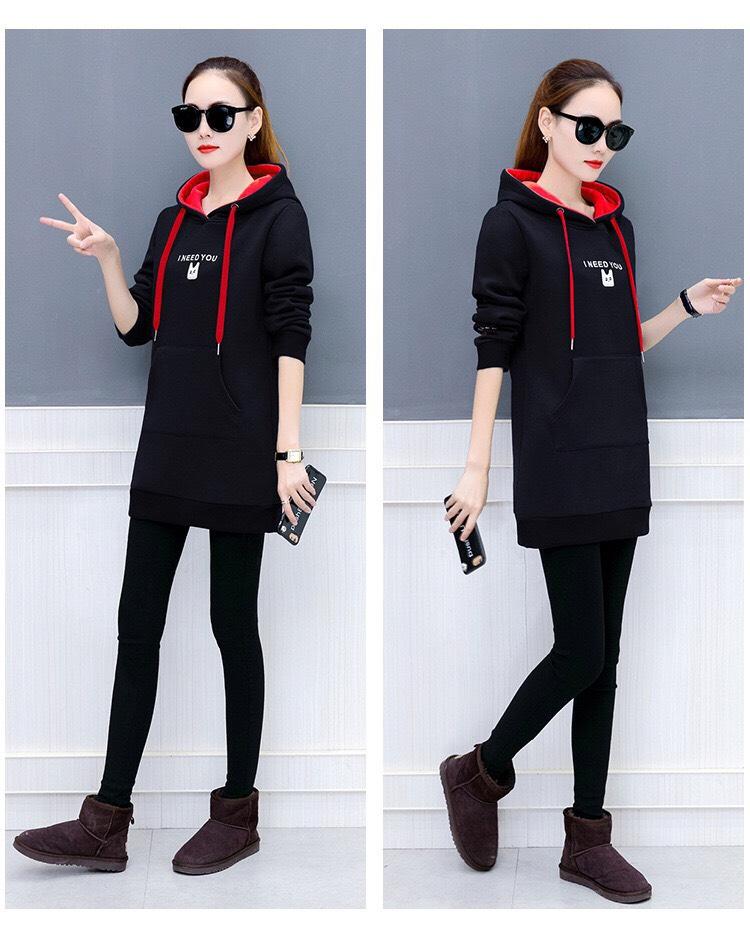 เสื้อแขนยาว ทรงยาว กันหนาว มีฮูด แฟชั่น wy