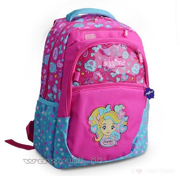 Smiggle Backpak School Bag Pink n Light Blue Color with Cartoon Character