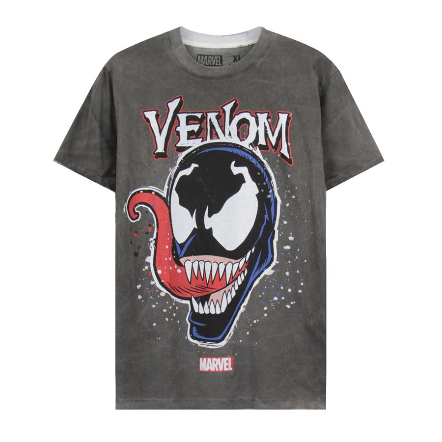 Venom-Marvel เสื้อยืดการ์ตูนซุปเปอร์ฮีโร่ ลิขสิทธิ์แท้ รุ่น 0618TB-895 สีเทาดิน ผ้าฟอกวินเทจ