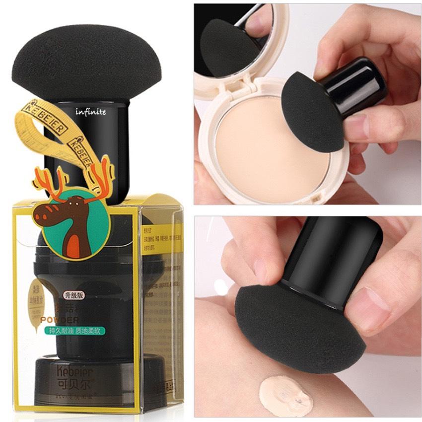 infinite Mushroom Head Puff Wet & Dry Foam Cushion BB Powder Puff ฟองน้ำแต่งหน้า เกลี่ยรองพื้น ทาแป้ง มีด้ามจับและฝาปิด