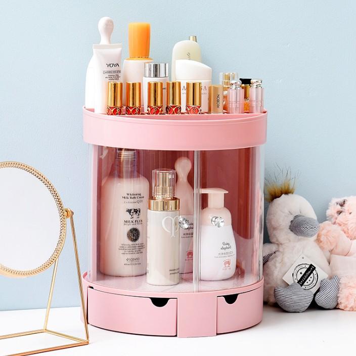 Room Story Cosmetic Box ชั้นวางเครื่องสำอาง ทรงกลม (สีชมพู)