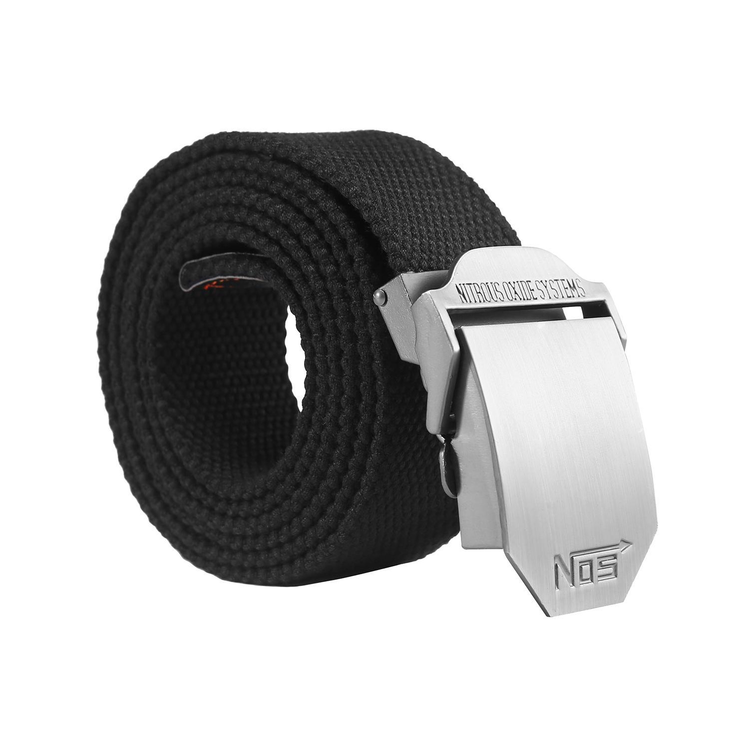NiceEshop ผู้ชายยาวพิเศษทหารสไตล์ผ้าใบเว็บเข็มขัดกับ Slider หัวเข็มขัด, ดำ - นานาชาติเสื้อผ้าแฟชั่นเข็มขัด