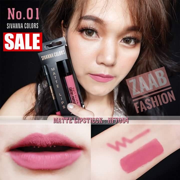 Sivanna lipstick ของแท้ 100% (zaab fashion) MATTE LIPS 7004 สุดคุ้ม 2in1 ปากสวยเป๊ะ กับ 2 ขั้นตอนง่ายๆ ด้วยลิปกลอสเนื้อแมทและดินสอเขียนขอบปาก เนื้อเนียนละเอียด เกลี่ยง่าย แห้งเร็ว กันน้ำ เม็ดสีแน่นชัด ติดทนนานหลายชั่วโมง ริมฝีปากสวยเป๊ะตลอดวัน