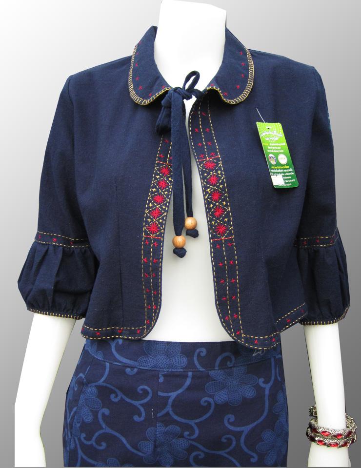 FNi-W09 เสื้อคลุมคอบัว ผ้าฝ้ายเกรด A ด้นมืองานฝีมือโอท้อป แขนสามส่วนตุ๊กตา