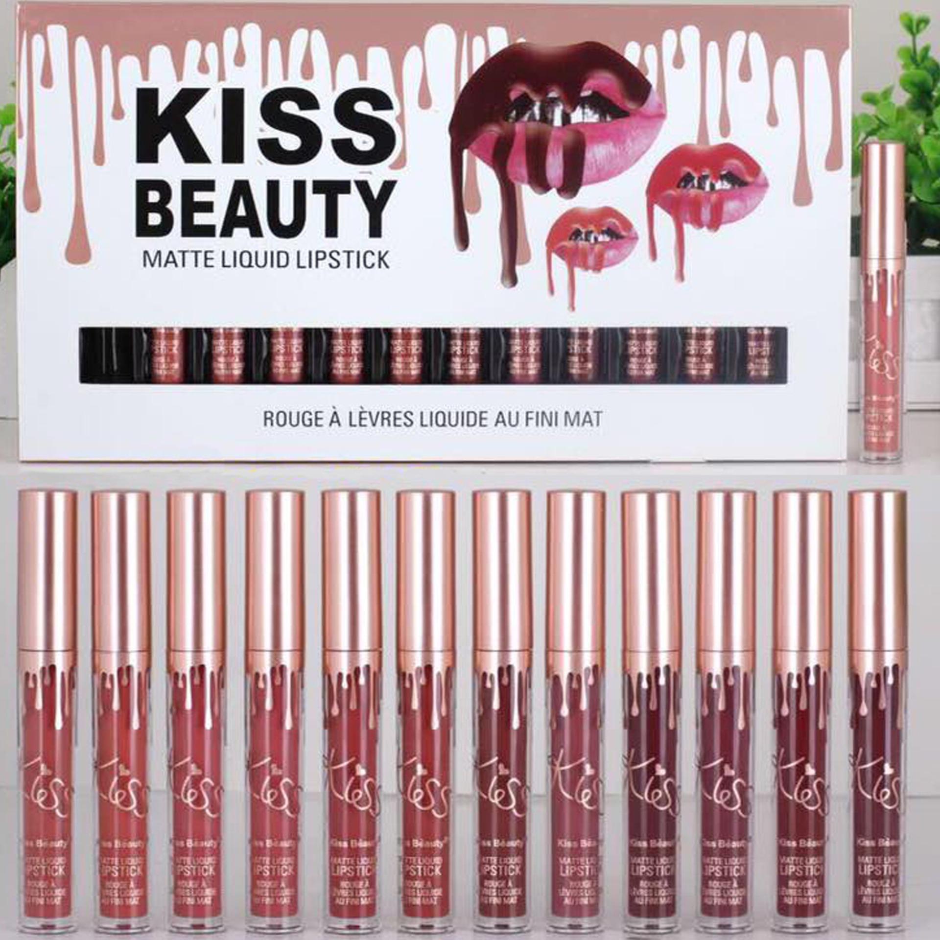 ลิปแมท 12 สี kiss beauty
