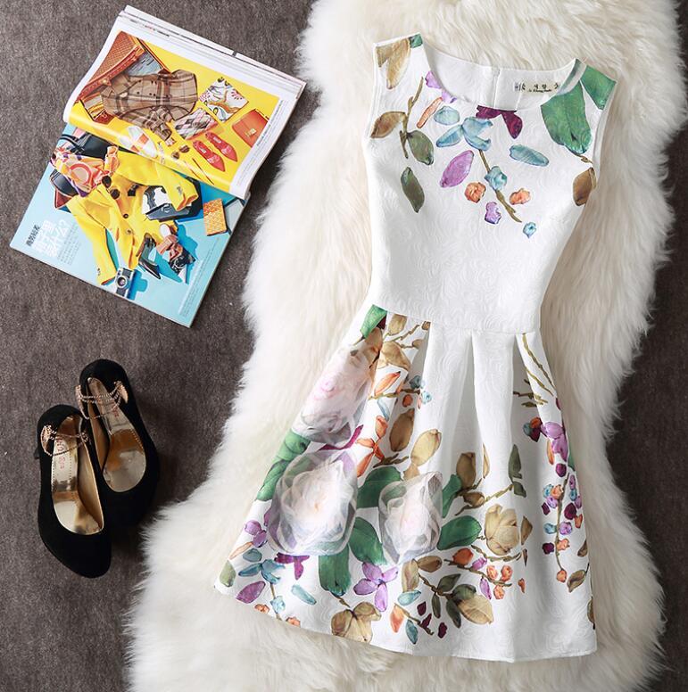 ชุดเดรสสั้นแขนกุดพิมพ์ลายกราฟฟิก ZASHION Premium Printed Dresses 2018