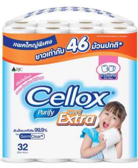 Cellox เซลล็อกซ์ พิวริฟาย กระดาษทิชชู ซูเปอร์เอ็กซ์ตร้า บิ๊กโรล บรรจุ 32 ม้วน