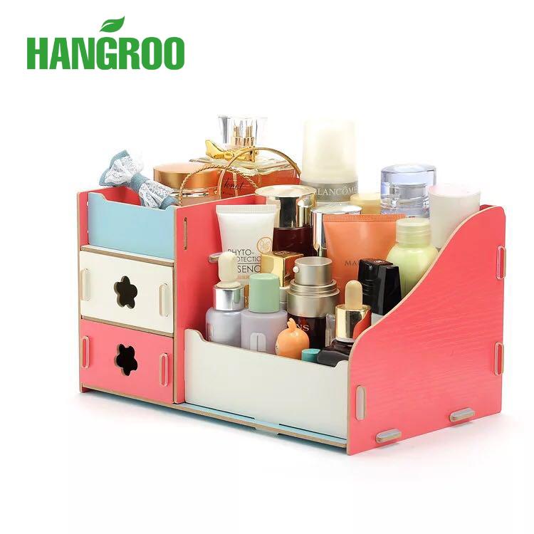 Pastel Cosmetic Box ชั้นวางเครื่องสำอาง สวยหรู ครื่องสำอางค์ Cosmetic กล่องลิ้นชักไม้ DIY ใส่เครื่องสำอาง ชั้นวางอเนกประสงค์