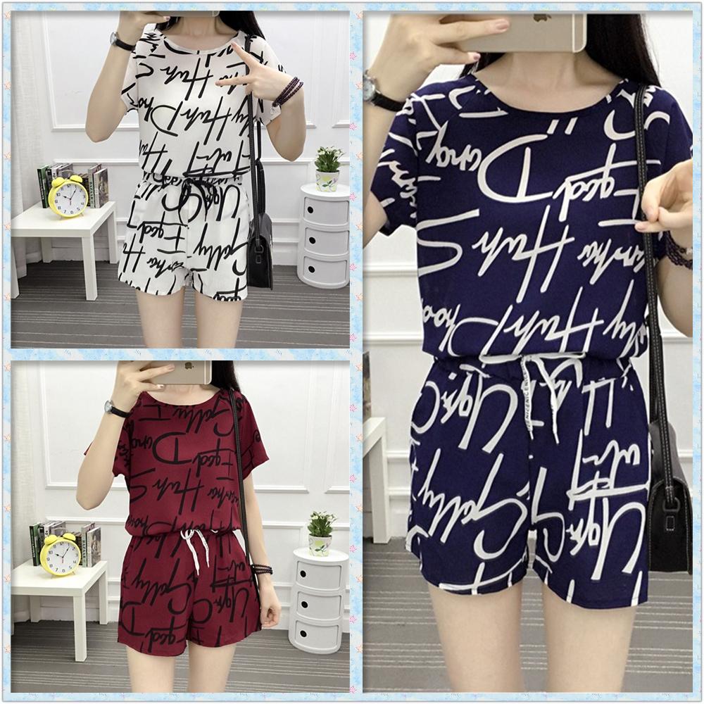 Sale‼️ ชุดเซต 2 ชิ้น(เสื้อ+กางเกง)เกาหลี วัยรุ่น สดใส ตะมุตะมิ สวมใส่แล้วเย็นสบาย รุ่น