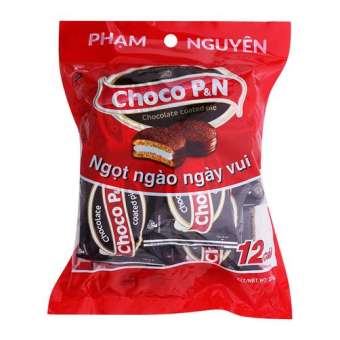 Choco P&N ขนมพายสอดไส้มาร์ชแมลโลว์เคลือบช็อกโกแลต 1 ห่อมี 12 ชิ้น