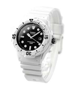 Casio รุ่น LRW-200H-1EV นาฬิกาข้อมือผู้หญิงและเด็ก สายเรซิ่น สีขาว หน้าปัดสีดำ (สินค้าใหม่) มั่นใจ ของแท้ 100% ประกันศูนย์ 1 ปีเต็ม