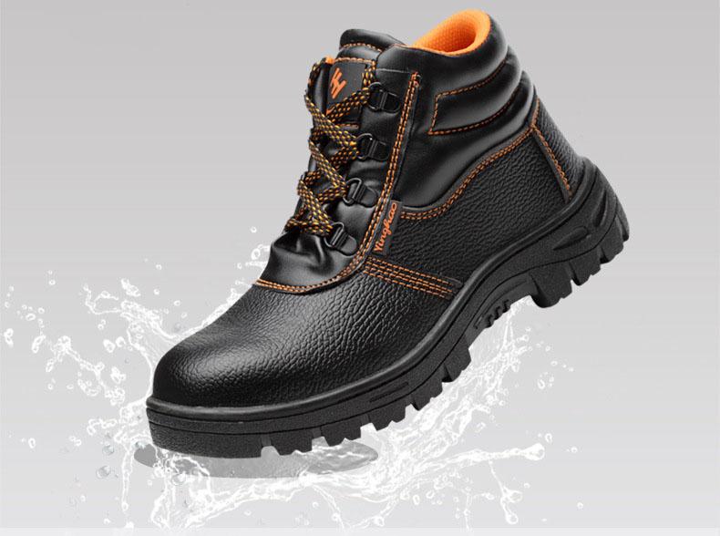 Safety shoes รองเท้าเซฟตี้หุ้มข้อ หนังแท้ พื้นยางกันลื่น หัวเหล็ก พื้นเสริมแผ่นเหล็ก