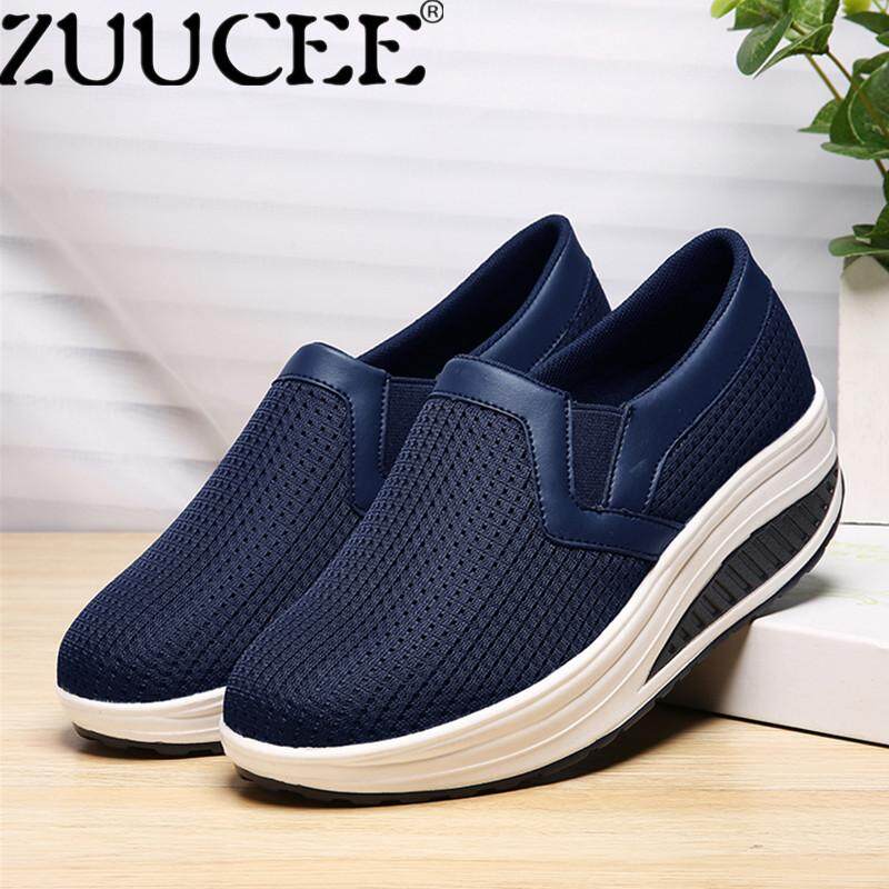 ZUUCEE Women Wedges Shoes Big Size Breathable Mesh Shoes Women Slip-Ons Shake Shoes