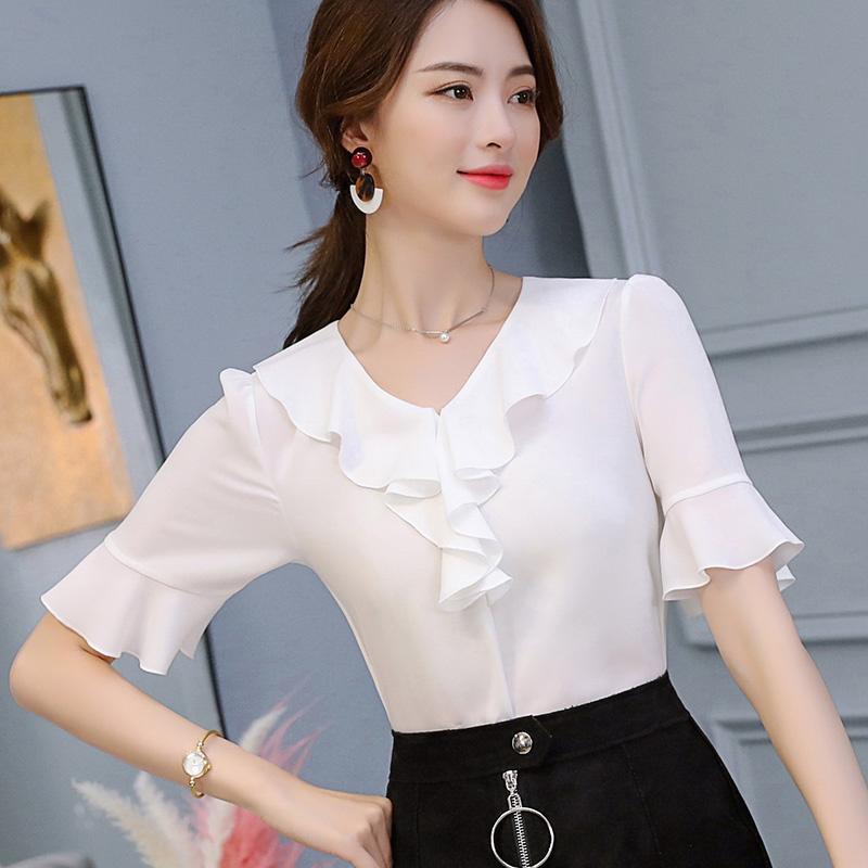Caidaifei เสื้อผ้าแฟชั่น 2018 เสื้อผ้าแฟชั่น ฤดูใบไม้ผลิและฤดูร้อนใหม่สไตล์เกาหลีไซส์พิเศษไซส์ใหญ่พิเศษแลดูผอมแขน 5 ส่วนเสื้อผ้าหญิงแฟชั่นเข้ากับทุกชุดสีเดียวลำลองเสื้อชีฟอง Caidaifei เสื้อผ้าแฟชั่น 2018 เสื้อผ้าแฟชั่น ฤดูใบไม้ผลิและฤดูร้อนใหม่สไตล์เกาหลีไซส์พิเศษไซส์ใหญ่พิเศษแลดูผอมแขน 5 ส่วนเสื้อผ้าหญิงแฟชั่นเข้ากับทุกชุดสีเดียวลำลองเสื้อชีฟอง