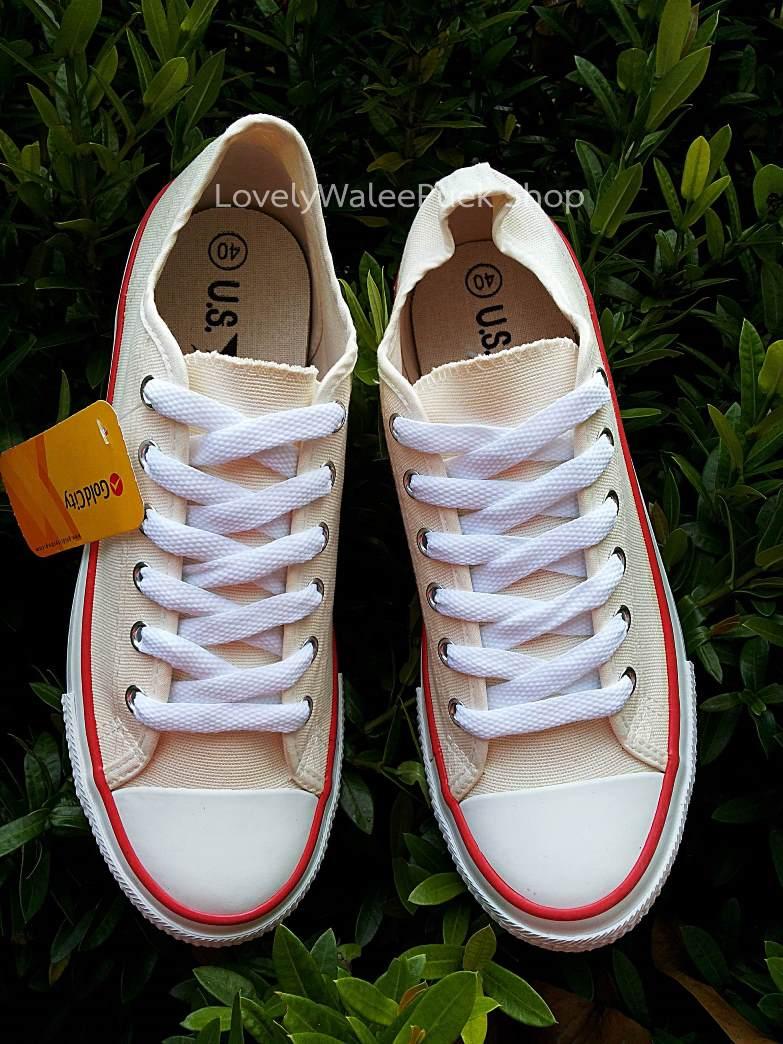 Gold City สีครีม-ขีดแดง Size 38-47