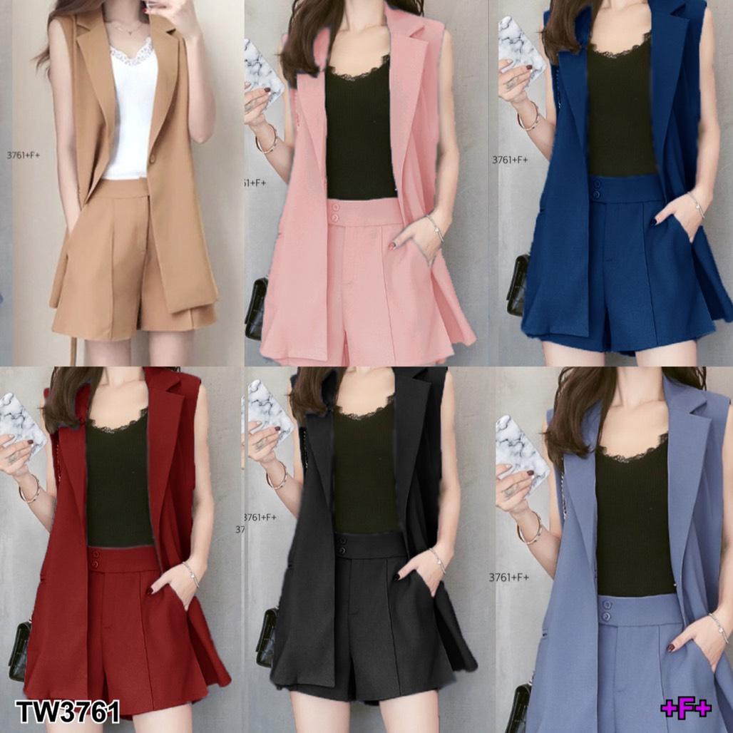 TW3761 Set 2 ชิ้น เสื้อสูทแขนกุด** สอบถามก่อนสั่งซื้อ**