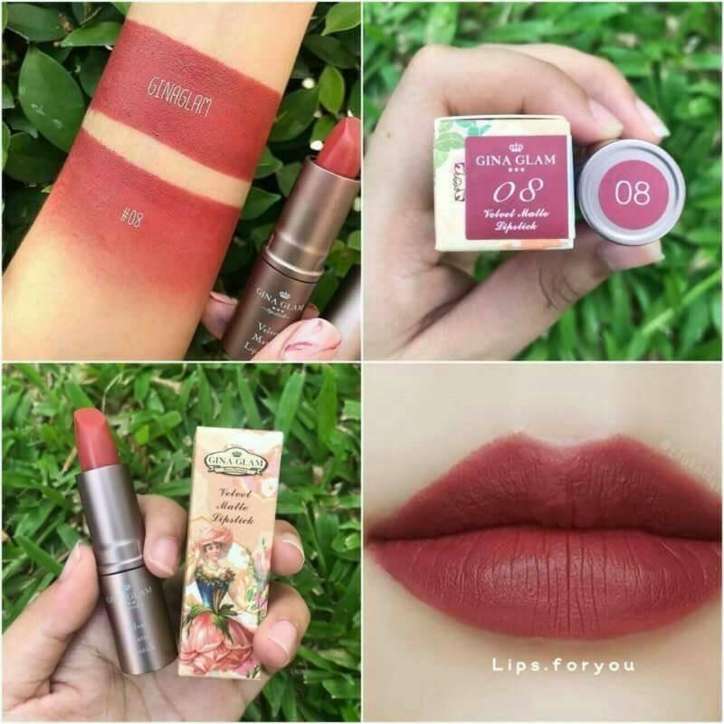 Gina Glam Valvet Matte Lipstick G37 ลิปจีน่าแกลมโทนสีนู้ด