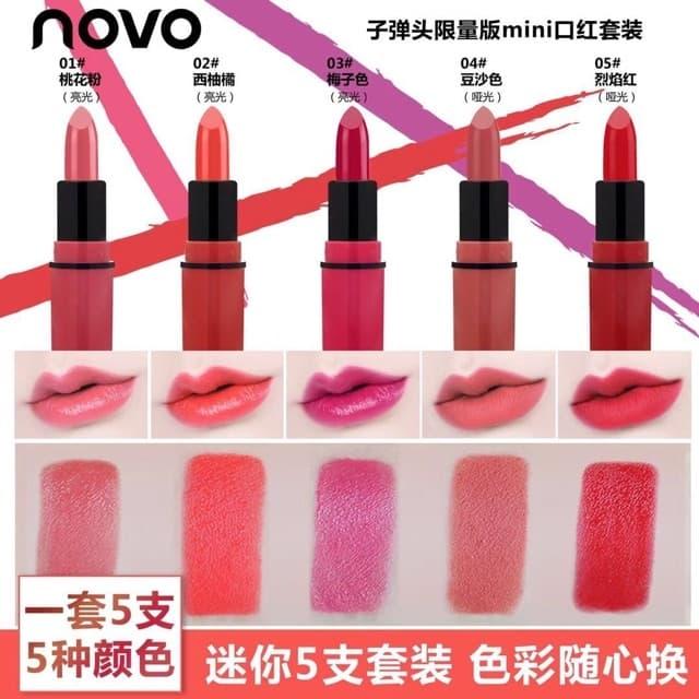 Hot สุดๆ (ยกเซต5สี/พร้อมส่ง/ของแท้) โนโว Novo Limited Edition Mini Lipsticks หัวจรวด เนื้อแมท ลิปสติก Hot สุดๆ (ยกเซต5สี/พร้อมส่ง/ของแท้) โนโว Novo Limited Edition Mini Lipsticks หัวจรวด เนื้อแมท ลิปสติก
