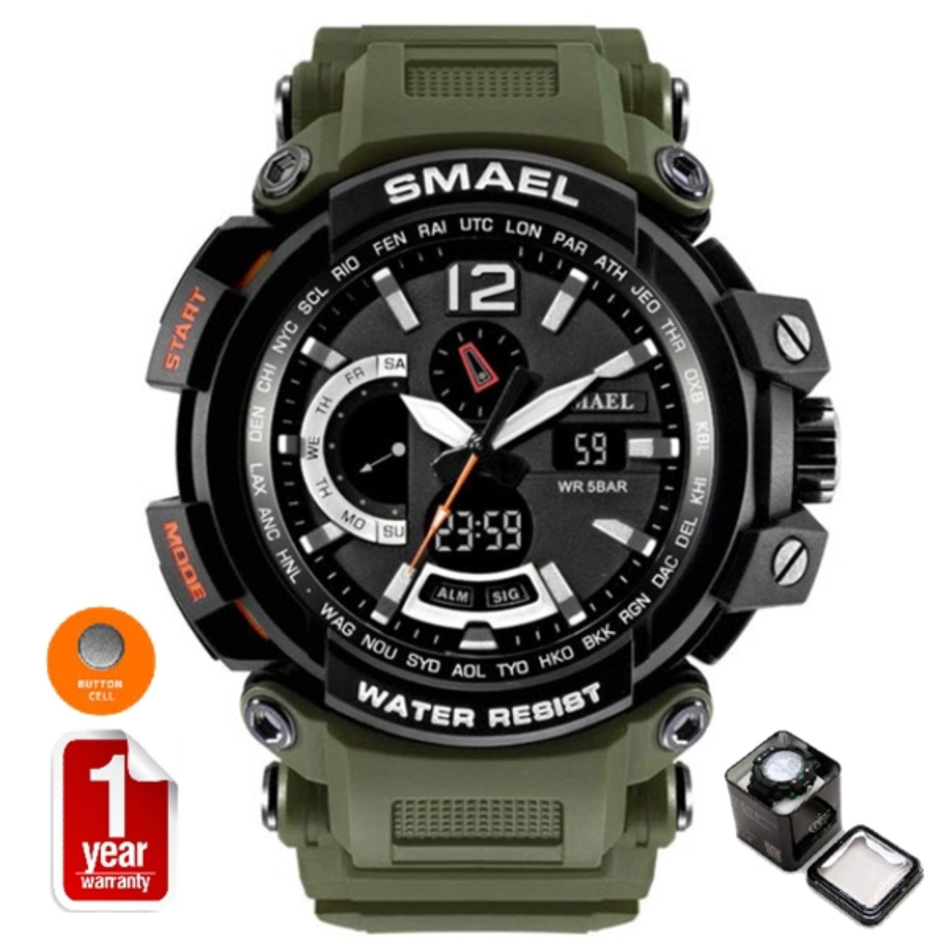 SMAEL นาฬิกาข้อมือผู้ชาย Sport แท้ 100% กันน้ำ ระบบ Analog & Digital LED รุ่น SM1702 (พร้อมกล่องเหล็ก SMAEL) SMAEL นาฬิกาข้อมือผู้ชาย Sport แท้ 100% กันน้ำ ระบบ Analog & Digital LED รุ่น SM1702 (พร้อมกล่องเหล็ก SMAEL)