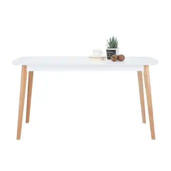 WINNER FURNITURE โต๊ะทานอาหาร รุ่น มาวิน ขนาด 150 x 90 ซม. - สีขาว/ลายไม้ธรมชาติ