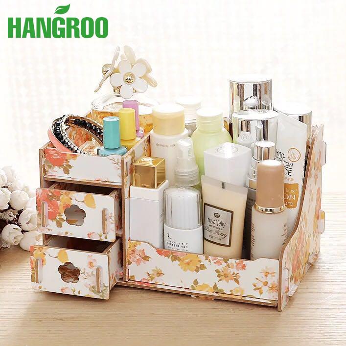 Pastel Cosmetic Box ชั้นวางเครื่องสำอาง สวยหรู ครื่องสำอางค์ Cosmetic กล่องลิ้นชักไม้ DIY ใส่เครื่องสำอาง ชั้นวางอเนกประสงค์