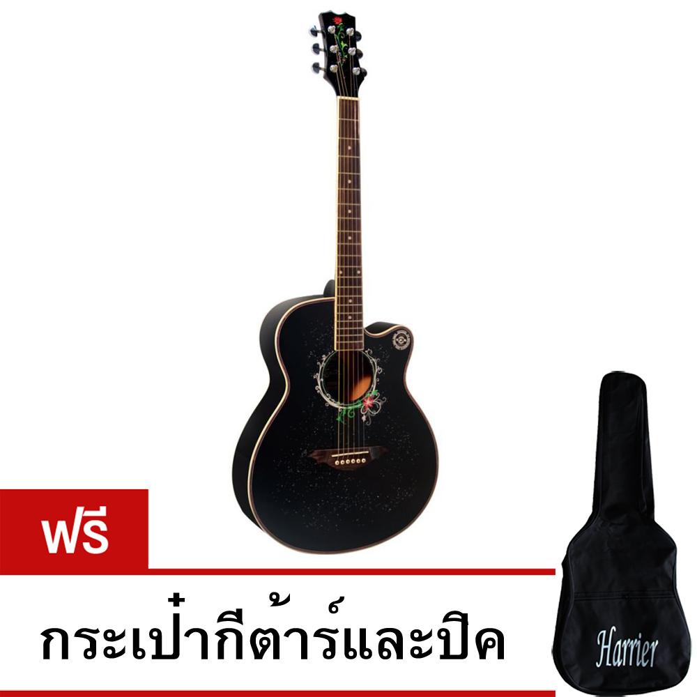 Soul Call Back กีตาร์โปร่ง 40 นิ้ว รุ่น Soul4 -สีดำ พร้อมกระเป๋ากีต้าร์017-8006-GT-Bag-41-BK+ปิค017-8040