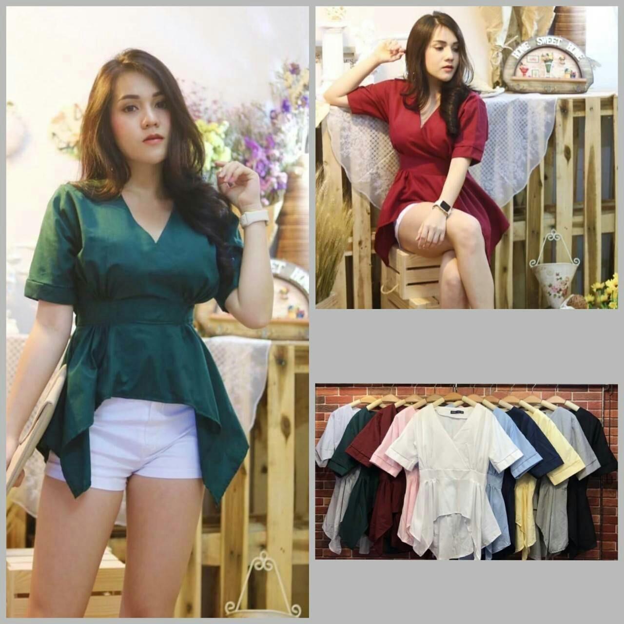 Hot**เสื้อแขนสั้นจั้มเอว แต่งระบายชาย สไตล์เกาหลี** Hot**เสื้อแขนสั้นจั้มเอว แต่งระบายชาย สไตล์เกาหลี**