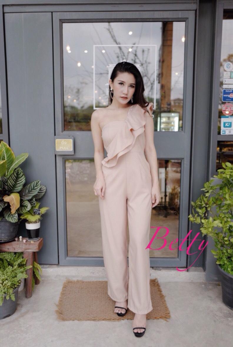 ชุดจั๊มปาดไหล่ระบาย