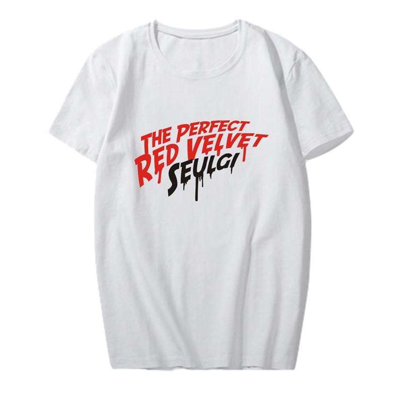 สีแดงกำมะหยี่อัลบั้มแบดบอย IRENE JOY SEULGI WENDY YERI KPOP O - Neck ผ้าฝ้ายฮิปฮอป K-POP TShirt T เสื้อเชิ้ตแขนสั้นเสื้อยืด PT751