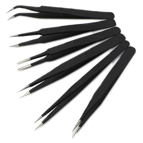Bluelans 6 Pcs Tip Flat Head Precision Tweezers Set Stainless Steel Anti Static Tool Kit Bluelans 6 Pcs Tip Flat Head Precision Tweezers Set Stainless Steel Anti Static Tool Kit
