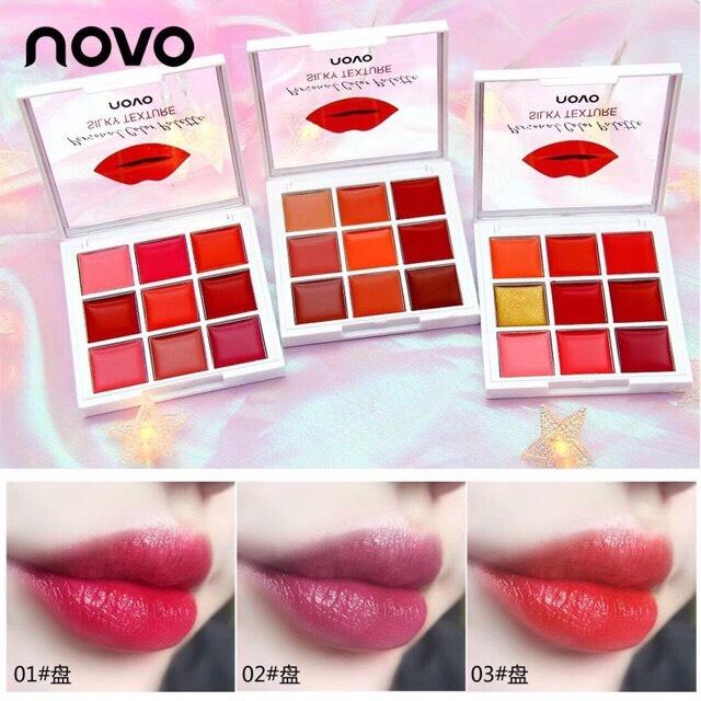 พาเลทลิปและบลัชออน โนโว9เฉดสี Novo Personal Color Palette Silky Texture Lipstick 9 Color ปริมาณ 9 กรัม พาเลทลิปและบลัชออน โนโว9เฉดสี Novo Personal Color Palette Silky Texture Lipstick 9 Color ปริมาณ 9 กรัม
