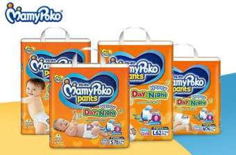 ผ้าอ้อม มามี่ Mamy Poko สีส้ม รุ่น Happy Day&Night มีทุกไซส์ S,M,L,XL,XXL ยกลัง 3 ห่อใหญ่