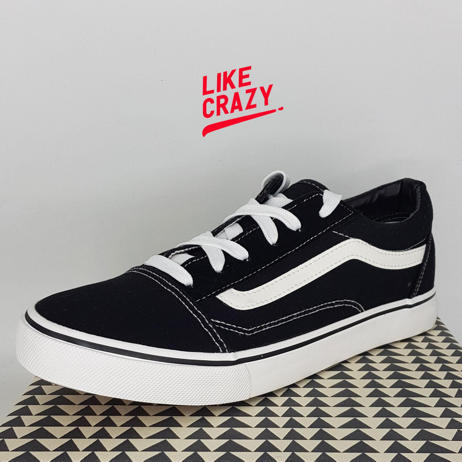 Sneakers รองเท้าผ้าใบผู้ชาย สีดำ(black) ทรงVANS ยอดนิยม LIKE_CRAZY สวมใส่ง่ายสบาย พร้อมทุกจังหวะ!!!!
