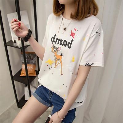 เสื้อยืดแฟชั่นผู้หญิง ผ้าเนื้อหนา ลายกวางน้อยน่ารัก HIGH QUALITY