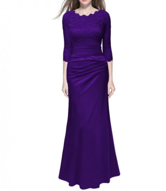 ชุดเดรสยาว แขนยาว ZASHION Classic Lace Dinner Dress
