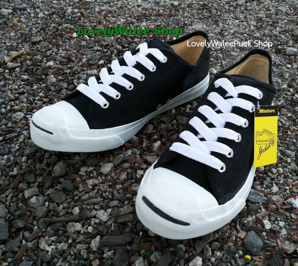 Jack สไตล์คอนเวิส Mashare สีขาว-ดำ-กรม-แดง-ดำล้วน 37-44 คลิกซื้อได้เลย