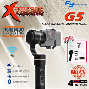 G5 (V.2) ไม้เซลฟี่ ไม้กันสั่นอัจฉริยะ ควบคุม 3 แกนหมุน 360 องศา, ด้วยระบบปรับระดับน้ำหนักอัตโนมัติ, เชื่อมต่อบลูทูธ, มีปุ่มกดถ่ายบันทึกที่ตัวด้าม สามารถสั่งอัดวีดีโอได้เลย, กันน้ำกระเด็นได้, ไม้กันสั่นสำหรับ GoPro, SJCAM, XIAOMI,และกล้องขนาดใกล้เคียง