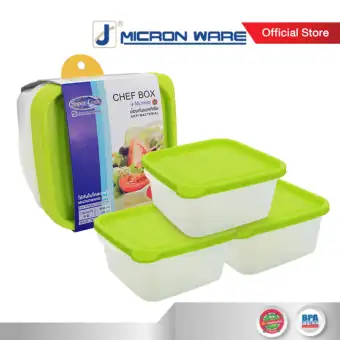 Super Lock กล่องถนอมอาหาร รุ่น Chef Box เชฟบ็อก ทรงสี่เหลี่ยม สีเขียว แพ็ค 3 (6 ชิ้น 3 กล่อง) 6052 ปลอดสารก่อมะเร็ง BPA-Free ป้องกันแบคทีเรีย เข้าไมโครเวฟได้ กล่องใส่อาหาร กล่องข้าว กล่องพลาสติก ปิ่นโต superlock ซุปเปอร์ล็อค