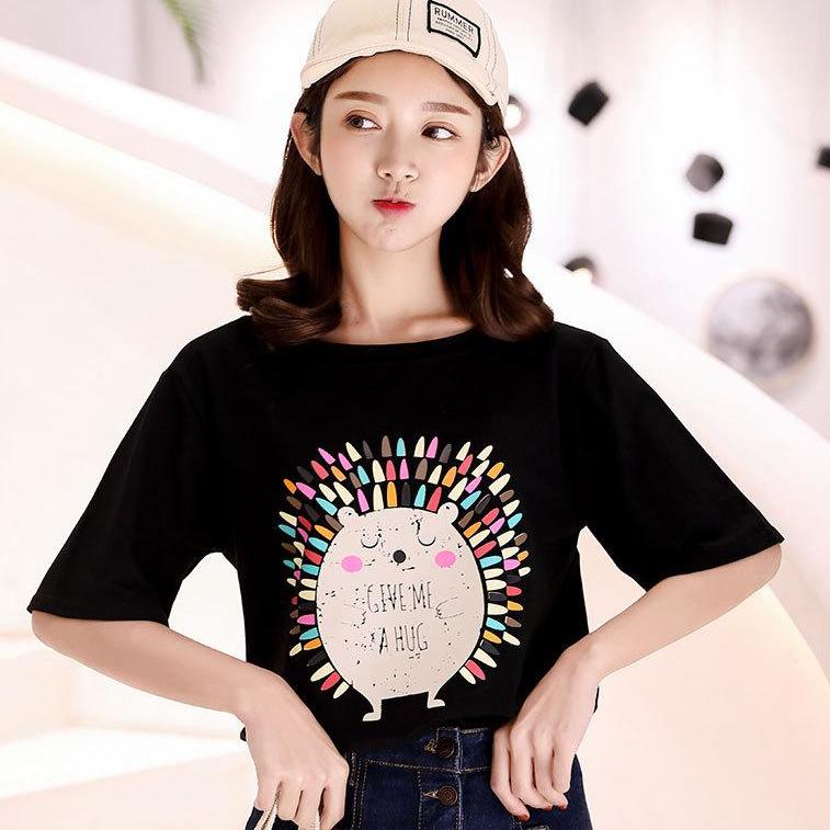 เสื้อยืดเรยอน แฟชั่นเกาหลี สกรีนลายเม่น