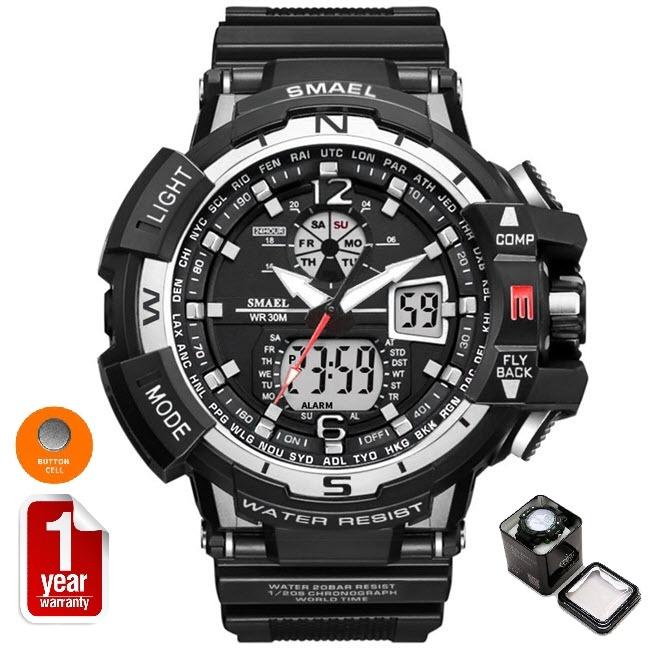 SMAEL นาฬิกาข้อมือผู้ชาย กันน้ำได้ แข็งแรงทนทาน 2ระบบ Sport Digital LED & Analog รุ่น SM1376 พร้อมกล่องเหล็ก SMAEL SMAEL นาฬิกาข้อมือผู้ชาย กันน้ำได้ แข็งแรงทนทาน 2ระบบ Sport Digital LED & Analog รุ่น SM1376 พร้อมกล่องเหล็ก SMAEL